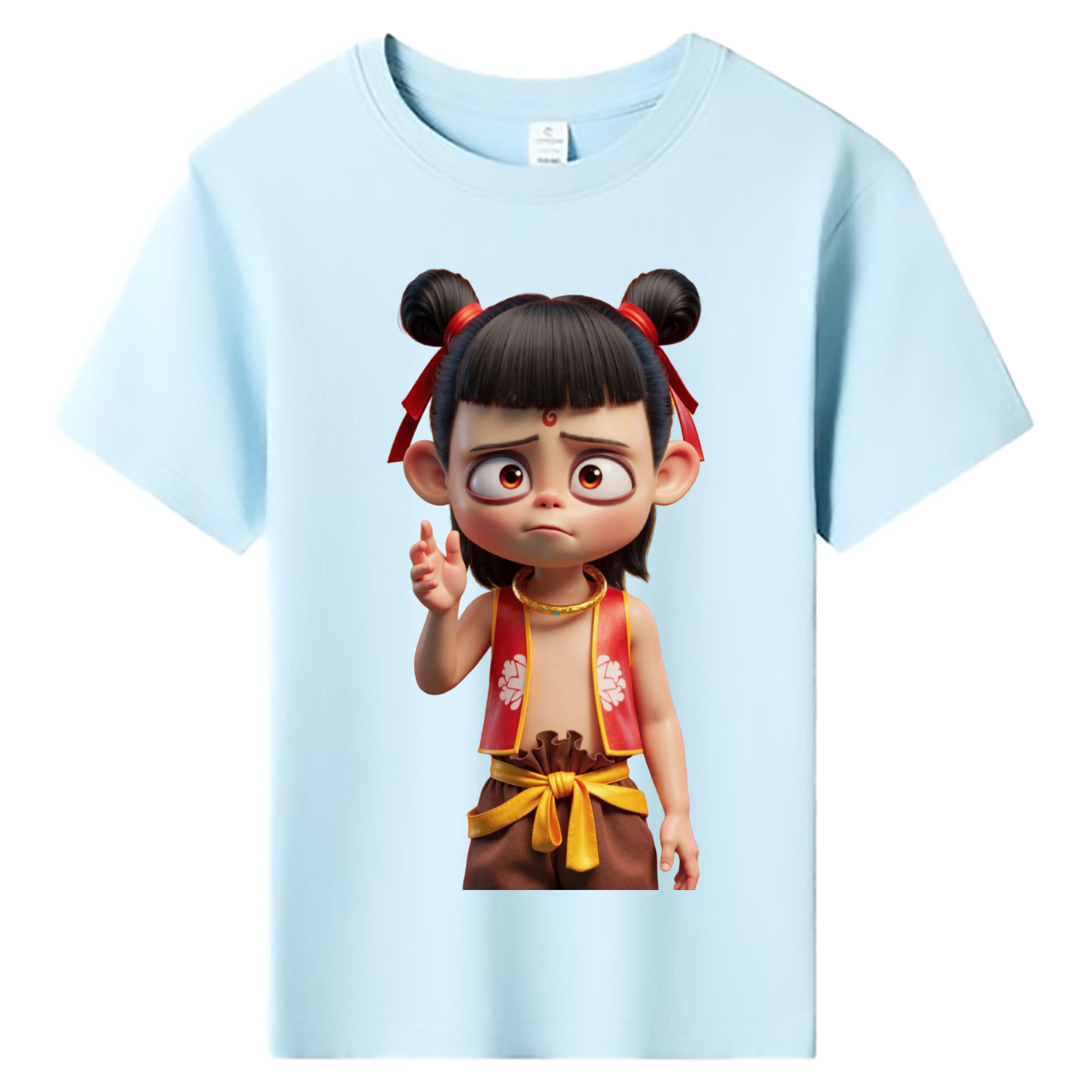 （画像用） Ne Zha 2 ナタ 魔童の大暴れ 綿100％キッズTシャツ（フロントプリント）